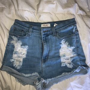 High waisted jean shorts